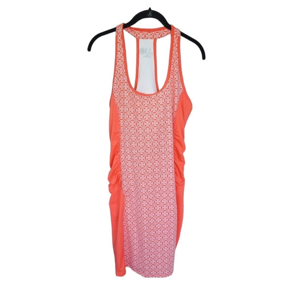 LOLA by AFG Athletic Sporty Racer Back Tank Mini Dress Coral Orange Large NWT - Picture 3 of 13